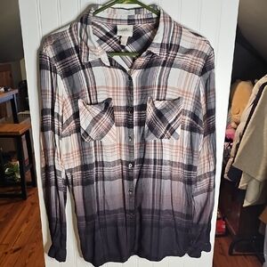 Knox Rose Men's Plaid Button-Down Shirt in White, Black & Brown
